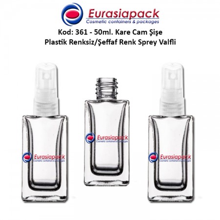 Plastik Spreyli Cam Parfüm Şişesi Kod: 361 - 50ml. 