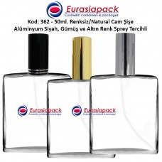 Alüminyum Spreyli Cam Parfüm Şişesi Kod: 362 - 50ml.