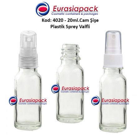 Plastik Spreyli Cam Parfüm Şişesi Kod: 4020 - 20ml.