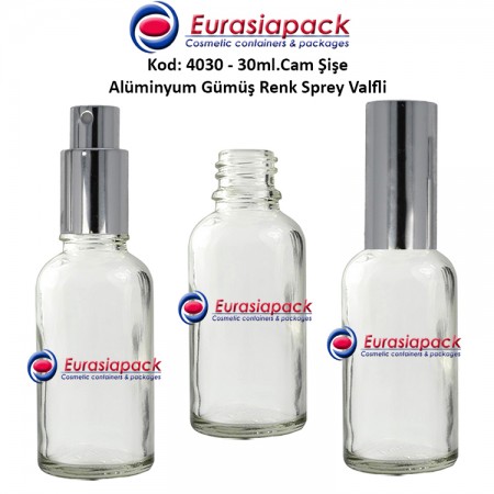 Alüminyum Spreyli Cam Parfüm Şişesi Kod: 4030 - 30ml.