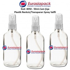 Plastik Spreyli Cam Parfüm Şişesi Kod: 4050 - 50ml.