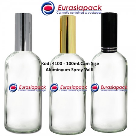 Alüminyum Spreyli Cam Parfüm Şişesi Kod: 4100 - 100ml.