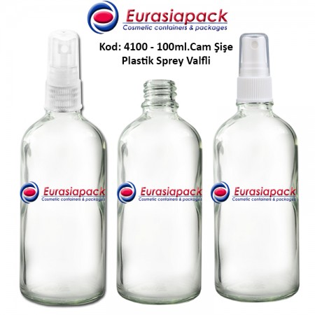Plastik Spreyli Cam Parfüm Şişesi Kod: 4100 - 100ml.