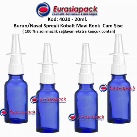 Burun Spreyli Kobalt Mavi Cam Şişe 20ml Kod: 4020