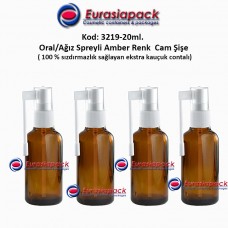 Ağız Spreyli Amber Renk Cam Şişe 20ml Kod: 3219 Ağız Spreyli Amber Renk Cam Şişe 20ml Kod: 3219
