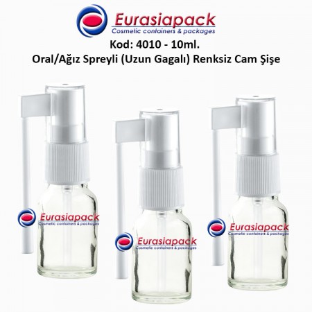 Ağız Spreyli Renksiz Cam Şişe 10ml Kod: 4010