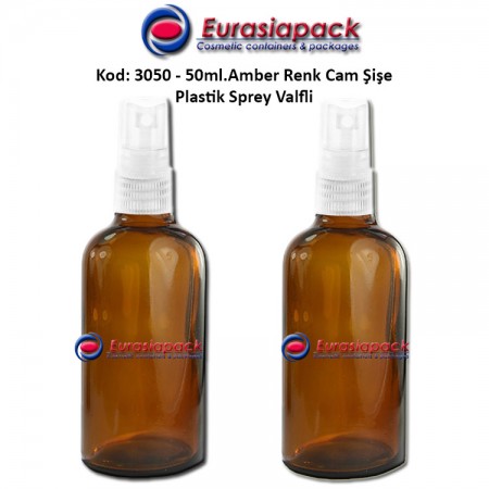 Sprey Valfli İlaç Şişesi 50ml. Amber Renk Kod 3050