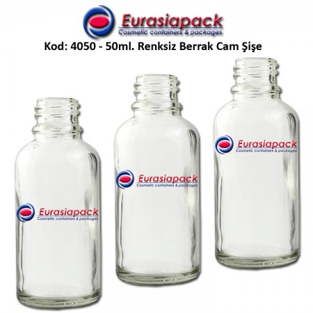 Cam İlaç - Ecza Şişesi 50ml. Renksiz Kod 4050
