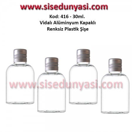 Alüminyum Kapaklı Plastik Şişe 25/30ml Kod 416