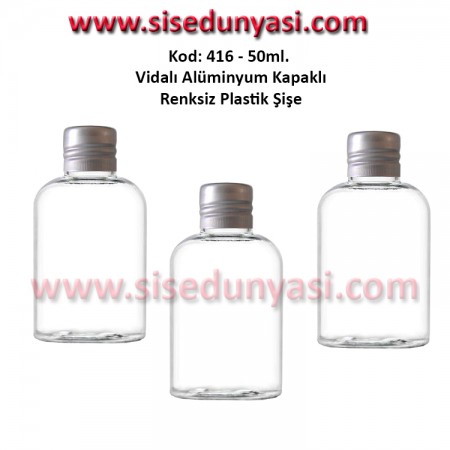 Alüminyum Kapaklı Plastik Şişe 50ml Kod 416