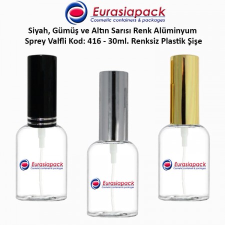 Sprey Valfli Plastik Şişe 25/30ml Alüminyum Spreyli Kod 416