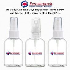 Sprey Valfli Plastik Şişe 50ml Plastik Spreyli Kod 416